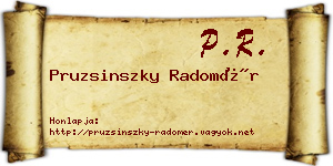 Pruzsinszky Radomér névjegykártya
